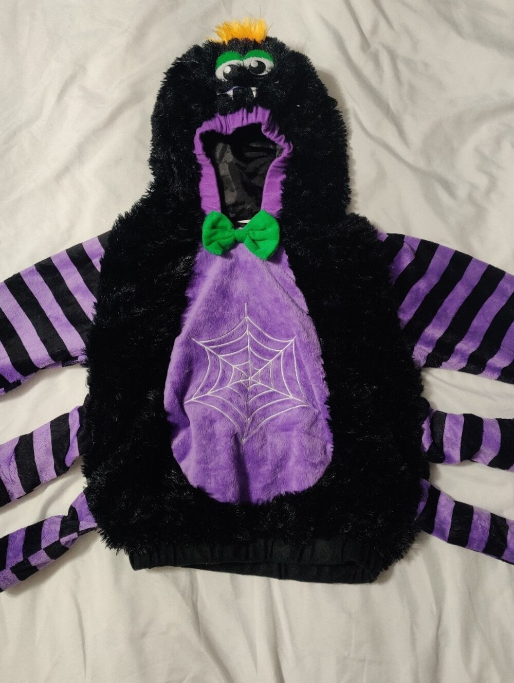 Toddler Cute Spider Costume 2t-4t Boy Hooded Green Bow Purple Halloween Cosplay